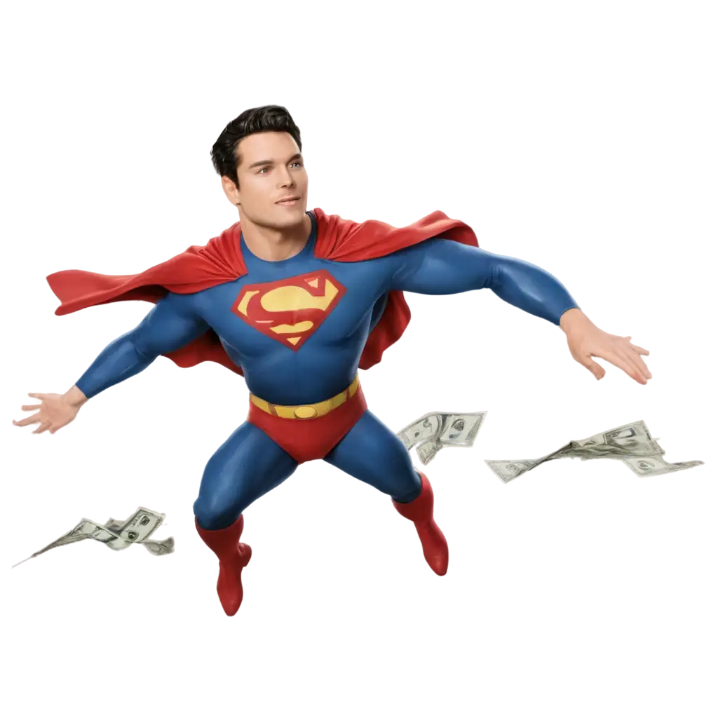 Superman-PNG-Image-with-Flow-of-Money-Dynamic-Visual-for-Wealth-and-Power-Themes