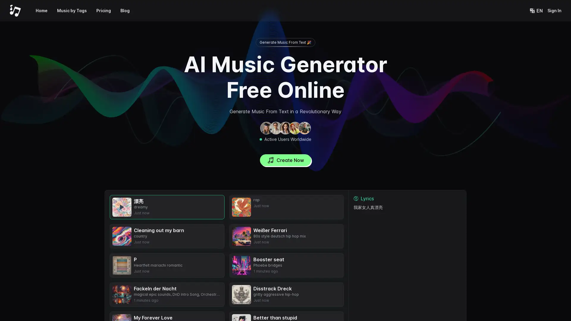 Generate stunning AI music effortlessly from simple text inputs.