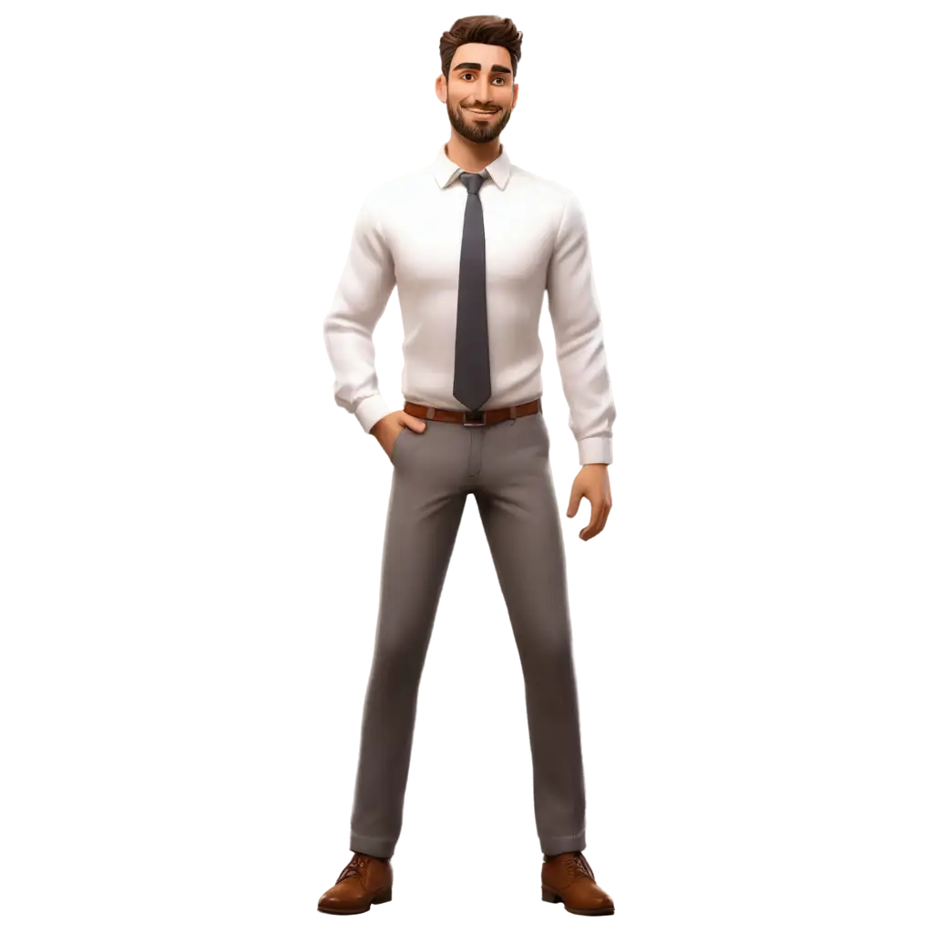 Businessman-in-Animated-High-White-Shirt-PNG-Illustration-for-Professional-Use