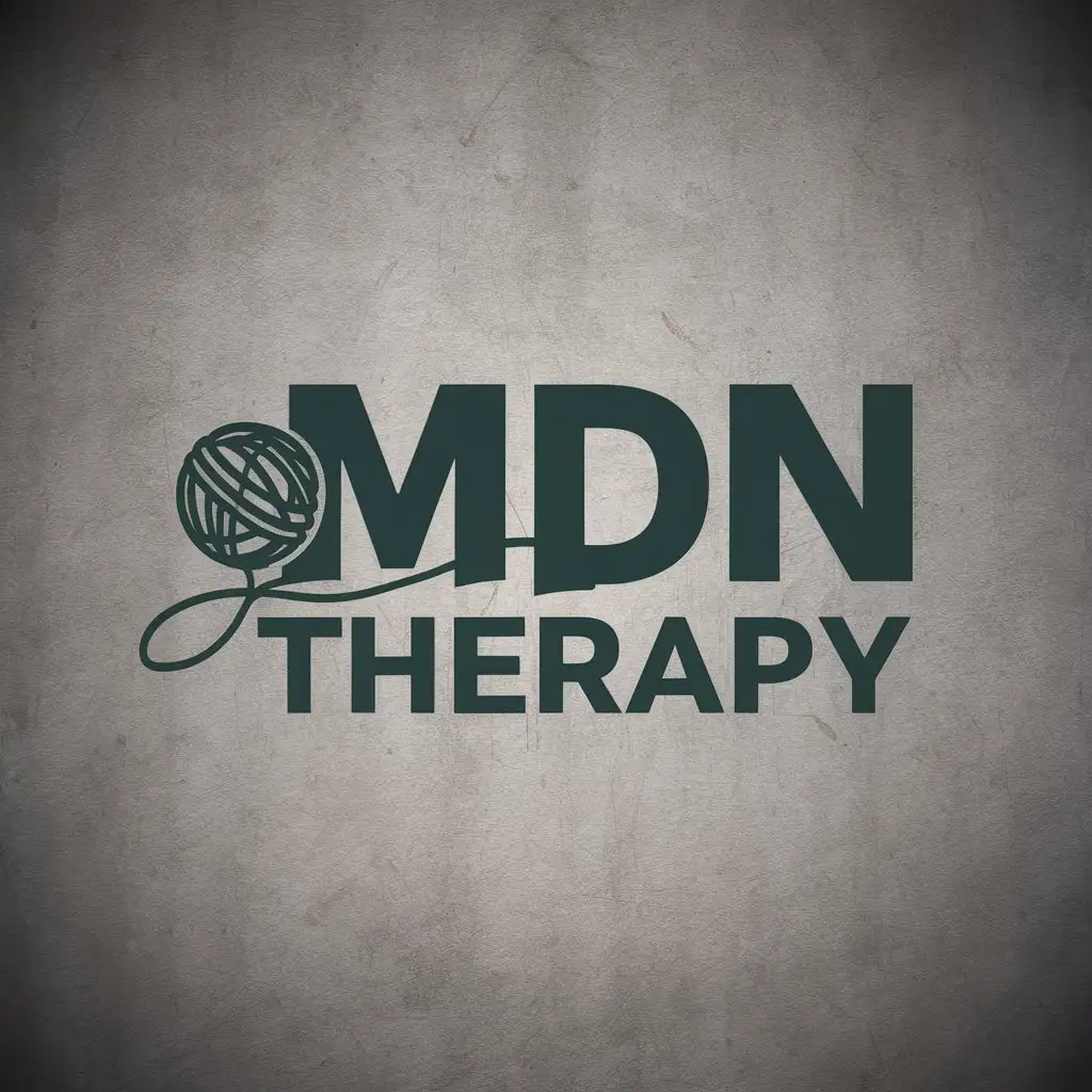 LOGO Design for MDN Therapy Ball of String Unraveling into the Logo Name