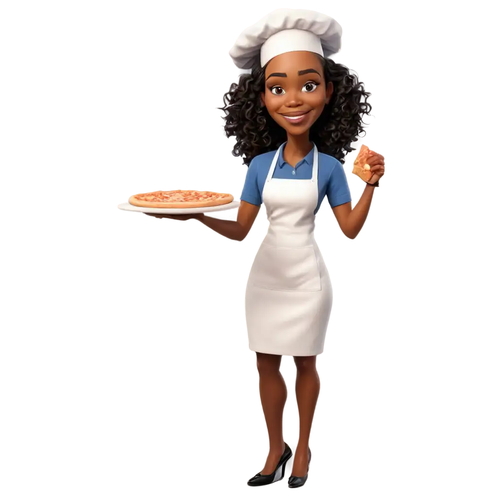 PNG-Caricature-of-a-Black-Woman-in-Pizza-Makers-Outfit-Enhance-Online-Presence