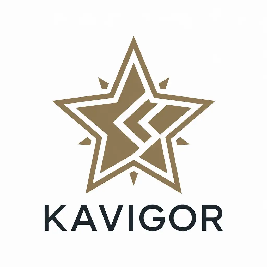 a vector logo design,with the text "KAVIGOR", main symbol:star K letter,Moderate,clear background