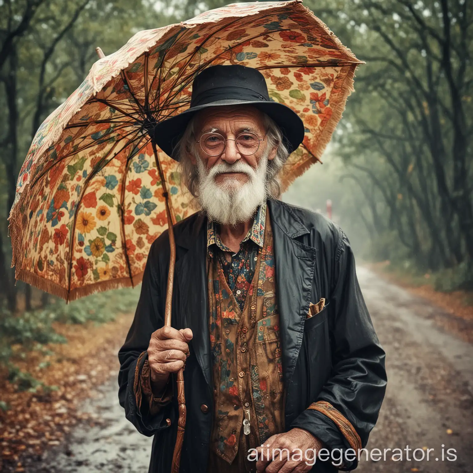 old Gentleman, hippie with umbrella