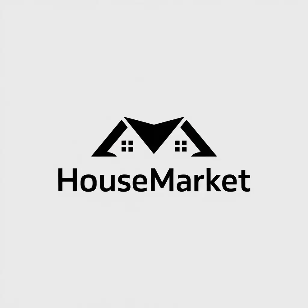 LOGO Design for HouseMarket Minimalistic House Roof Symbol in Real Estate Industry