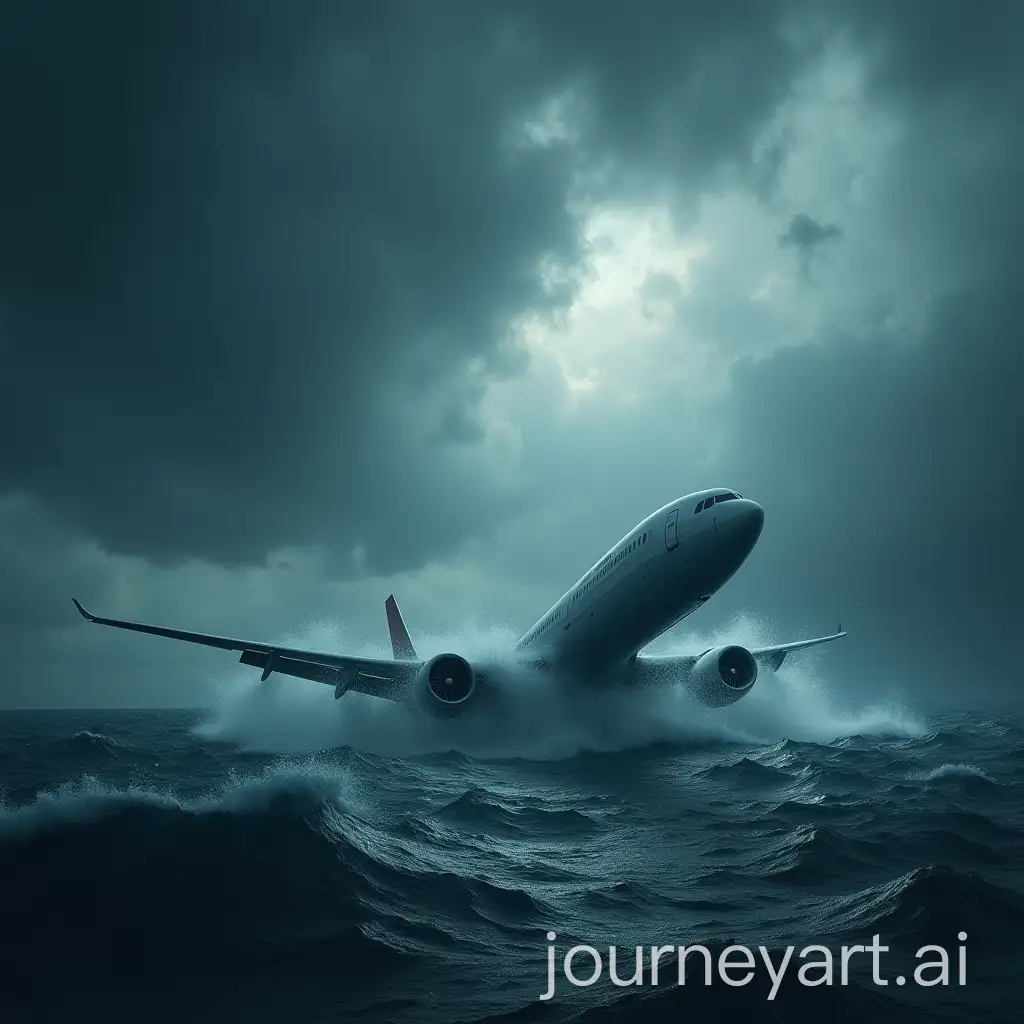 Dramatic-Scene-of-Planes-Disappearing-in-a-Storm-at-Sea