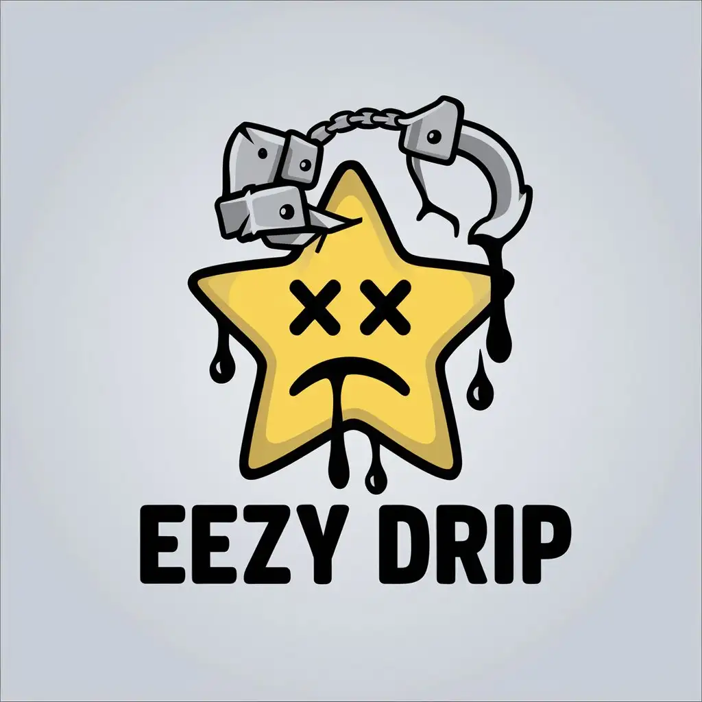 LOGO Design For EEZY DRIP Cartoon Star with X Eyes and Dripping Water Events Industry