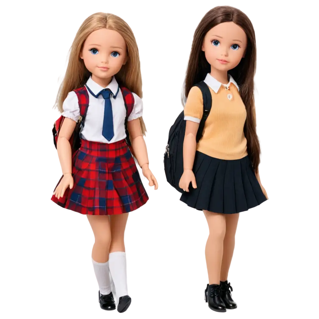 Dolls-Going-to-School-PNG-Image-HighQuality-Digital-Artwork-for-Educational-Themes