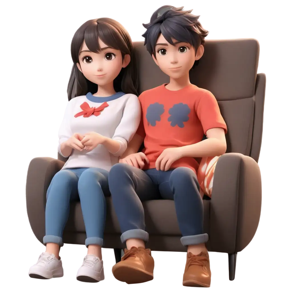 3D-Rendering-of-Cute-Anime-Couple-Cuddling-While-Watching-a-Movie-PNG-Image-for-Perfect-Lighting-Effects