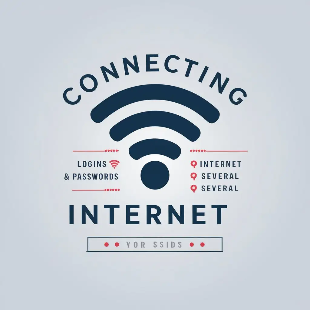 a vector logo design,with the text "connecting to the internet", main symbol:W-FI zone, internet, logins and passwords, list of several ssids, connection to the internet, connecting,Moderate,be used in Internet industry,clear background