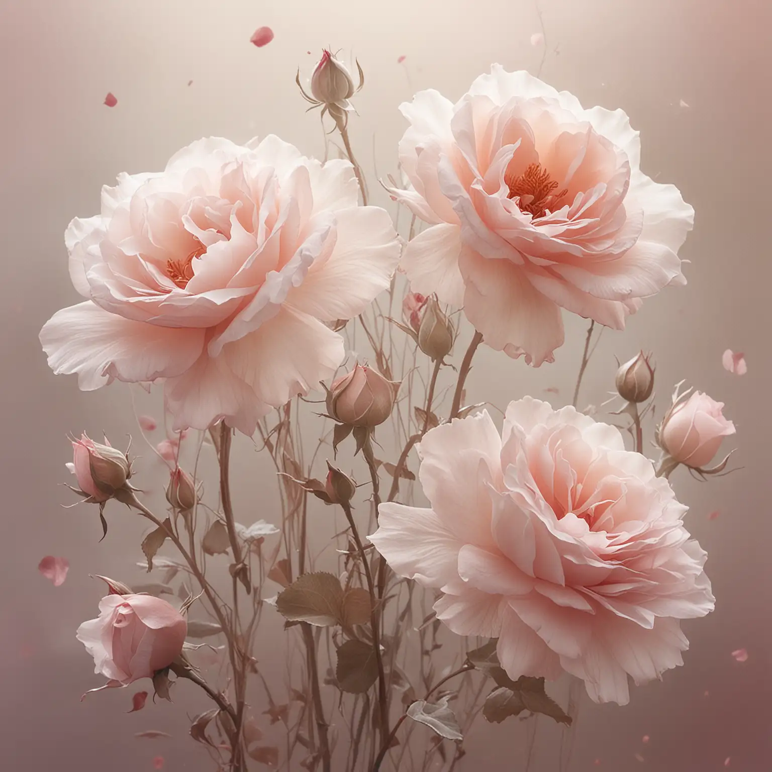 Elegant and Ethereal Watercolor Roses in Soft Pink Hues