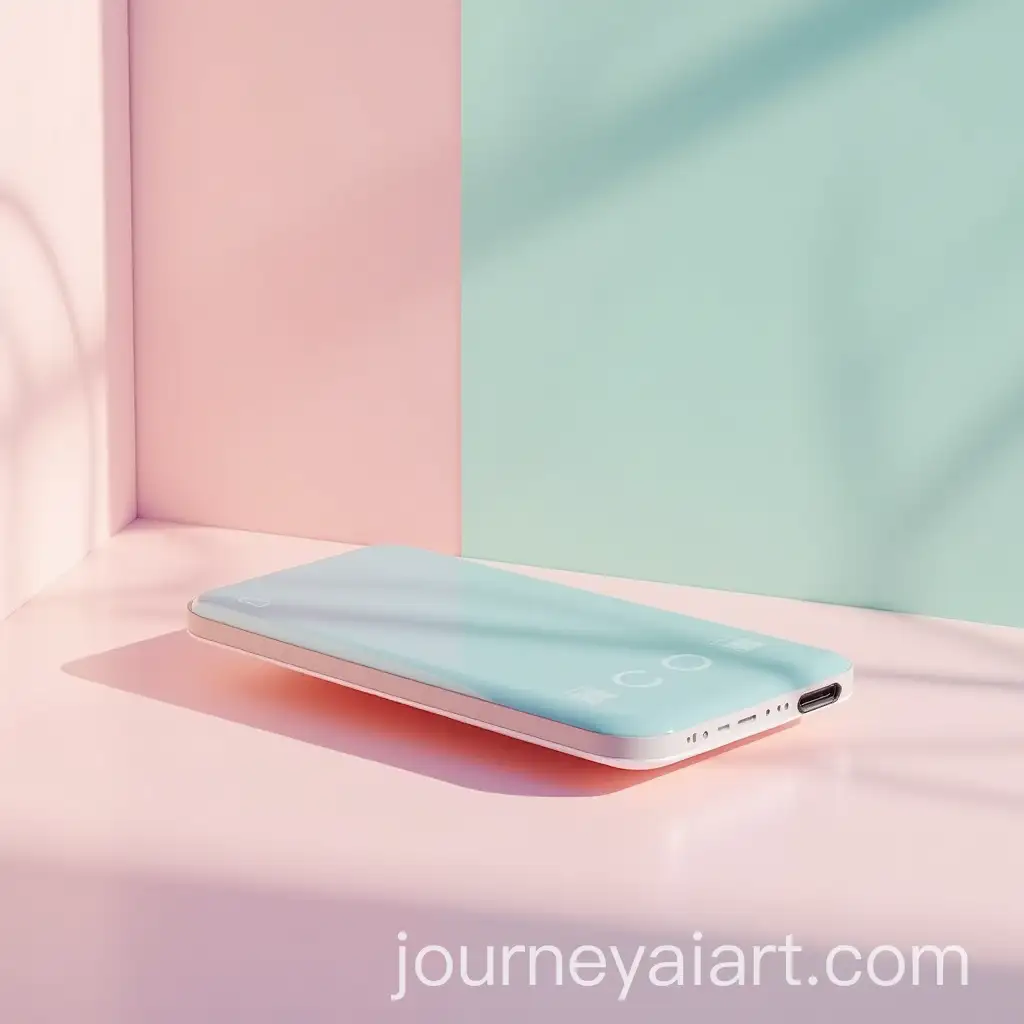Modern-Tech-Gadget-on-Mint-Pink-Gradient-Surface-in-Scandinavian-Interior