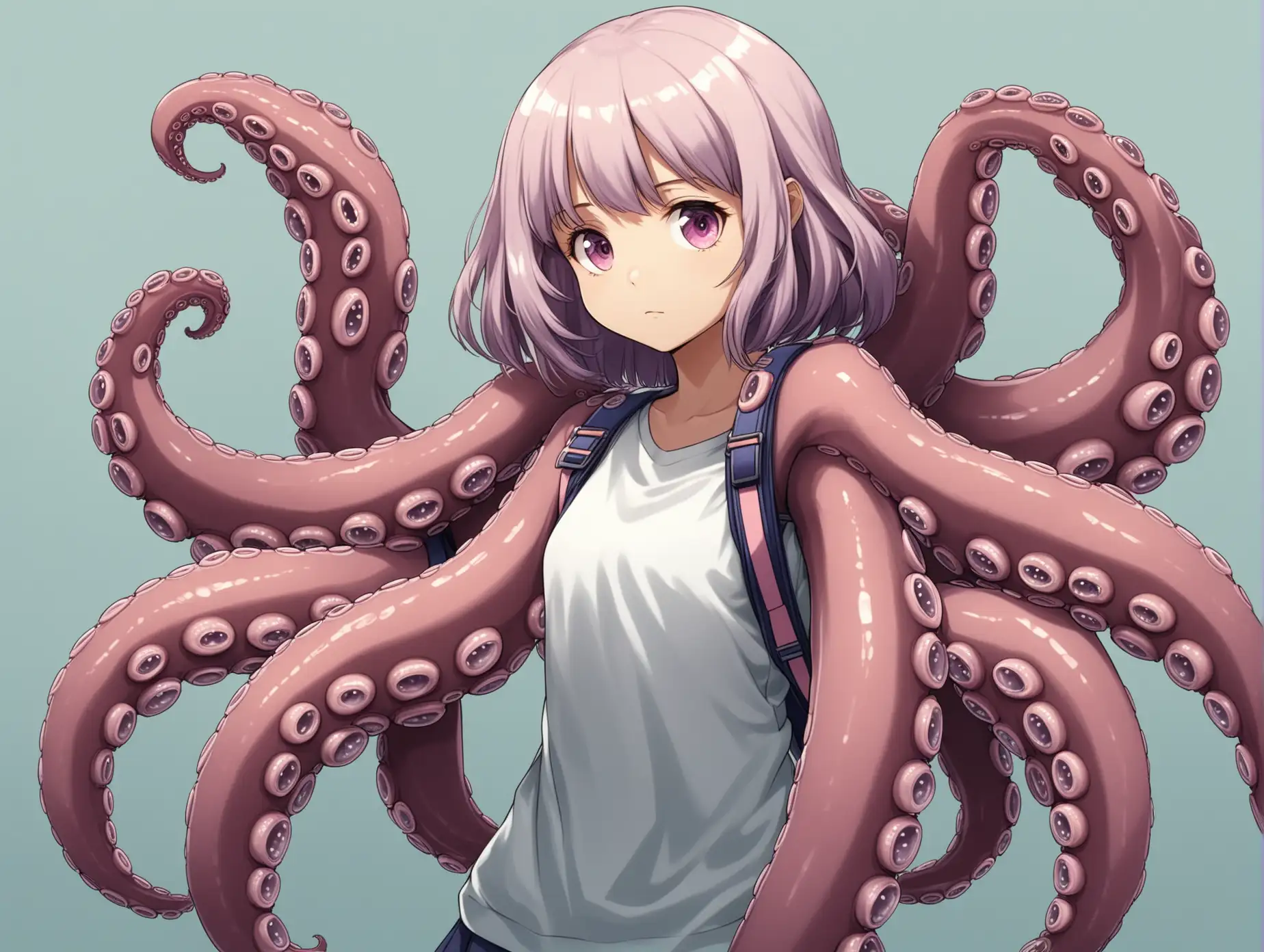 A student girl with octopus-like arms