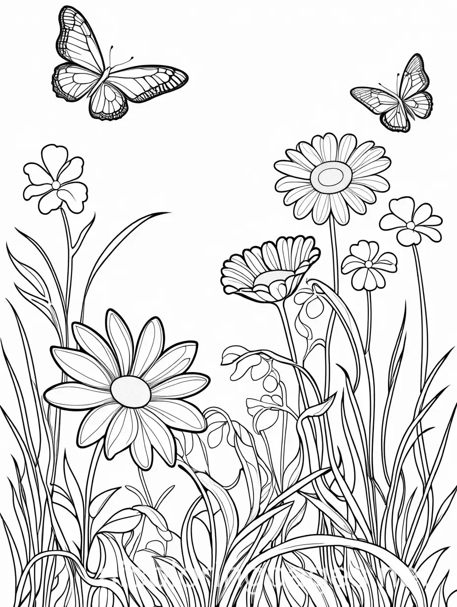 Daisy-Flower-and-Butterfly-Coloring-Page-for-Kids