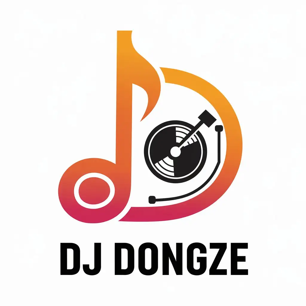 a vector logo design,with the text "DJ Dongze", main symbol:Music, DJ, EDM,Moderate,clear background