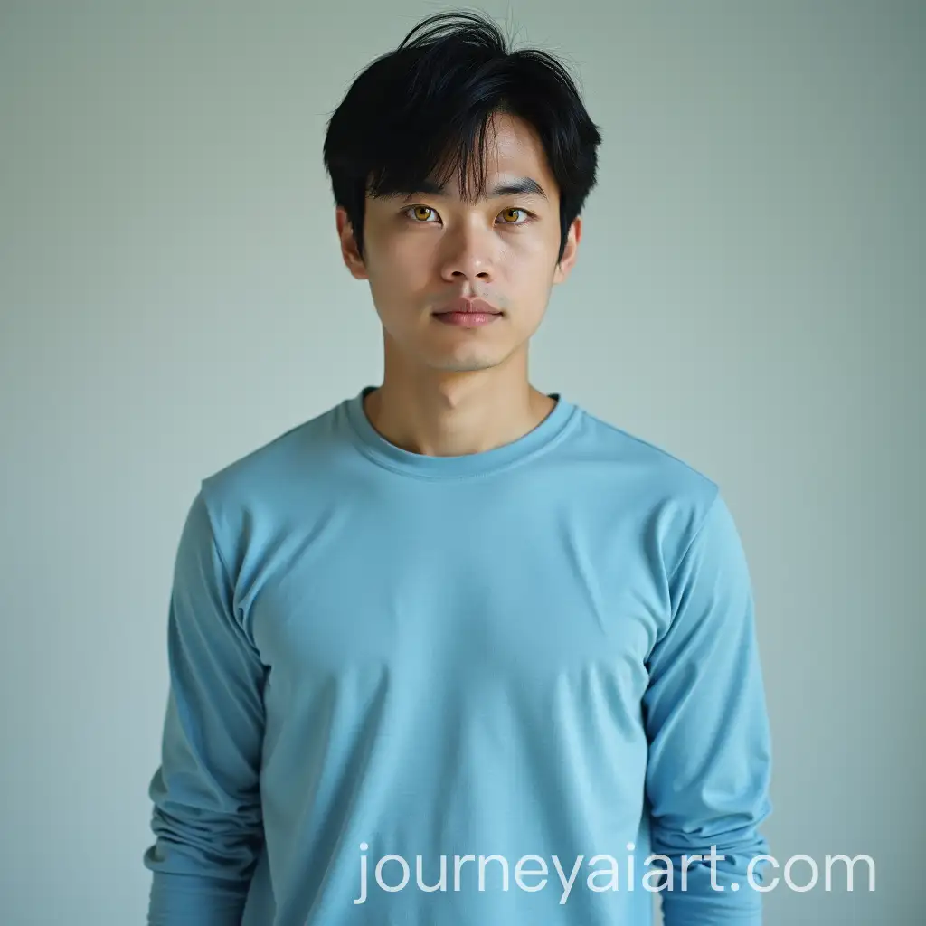 Man-with-Striking-OrangeYellow-Eyes-in-LightBlue-TShirt