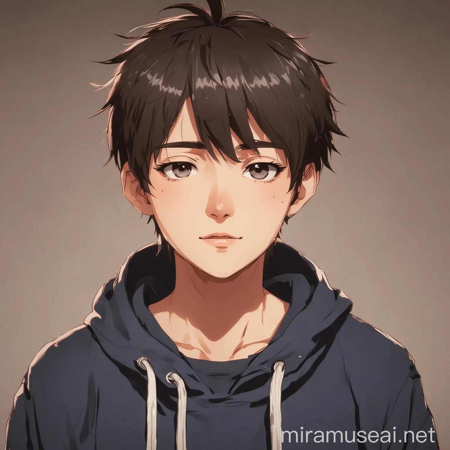 Anime Style Teen Boy with Urban Street Background