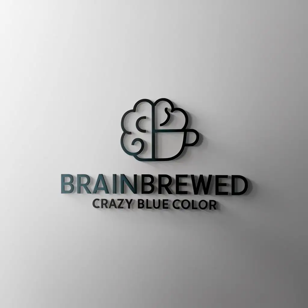 a logo design,with the text "a logo design,with the text 'BrainBrewed, crazy blue color', main symbol:Brain, cup of water,", main symbol:Brain, Cup,Minimalistic,be used in Others industry,clear background