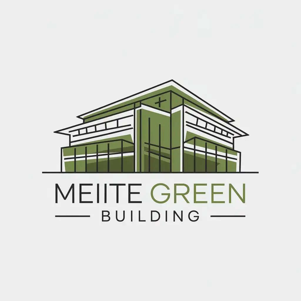 LOGO Design for MEITE Green Building Minimalistic Green Building Symbol for Construction Industry