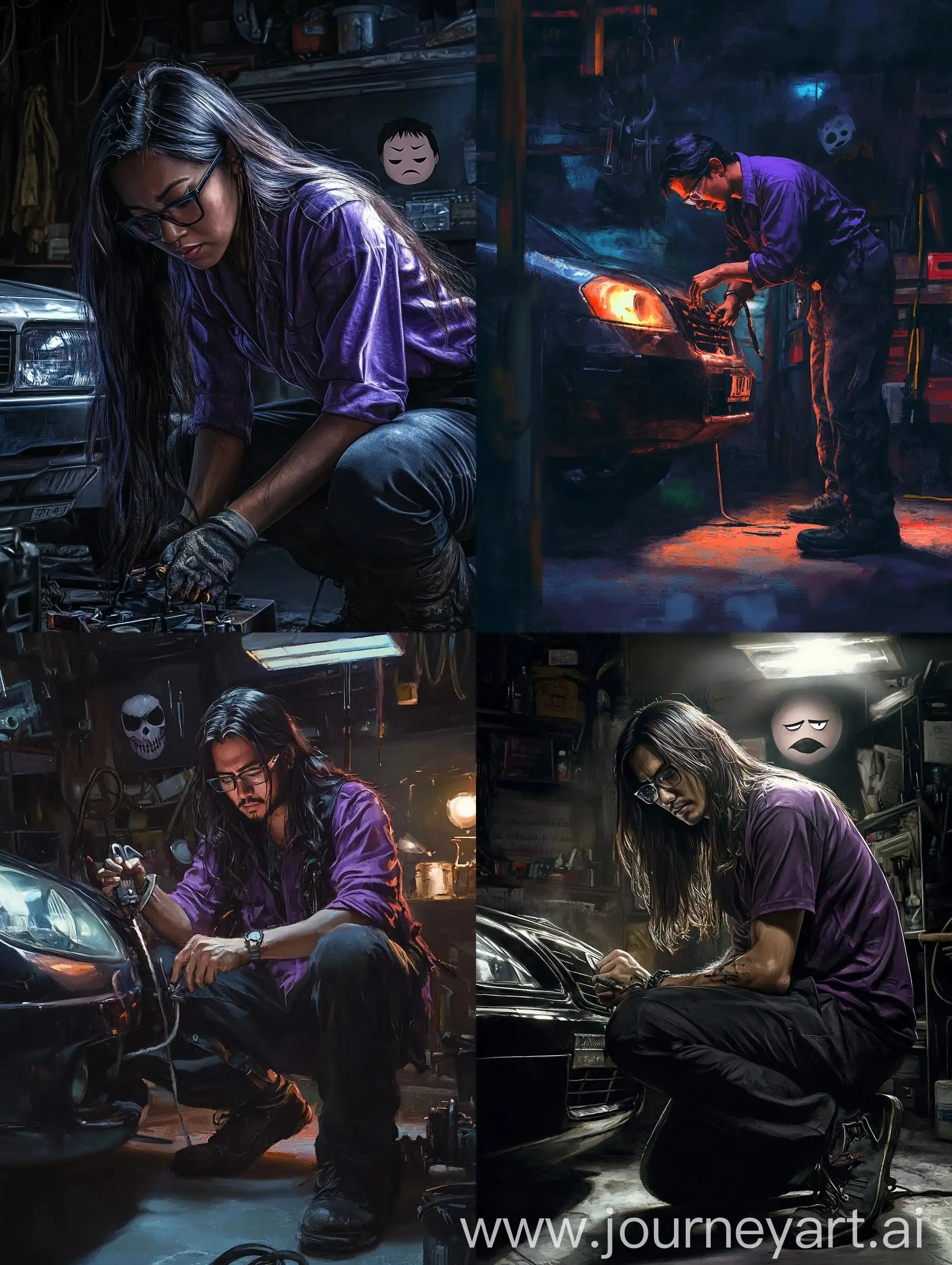 Malay-Mechanic-Repairing-Car-in-Workshop-at-Night