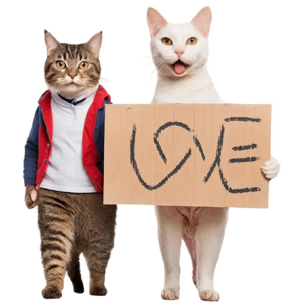 Cat-Travelling-on-Dog-with-Placard-Love-All-PNG-Image-for-Creative-Use