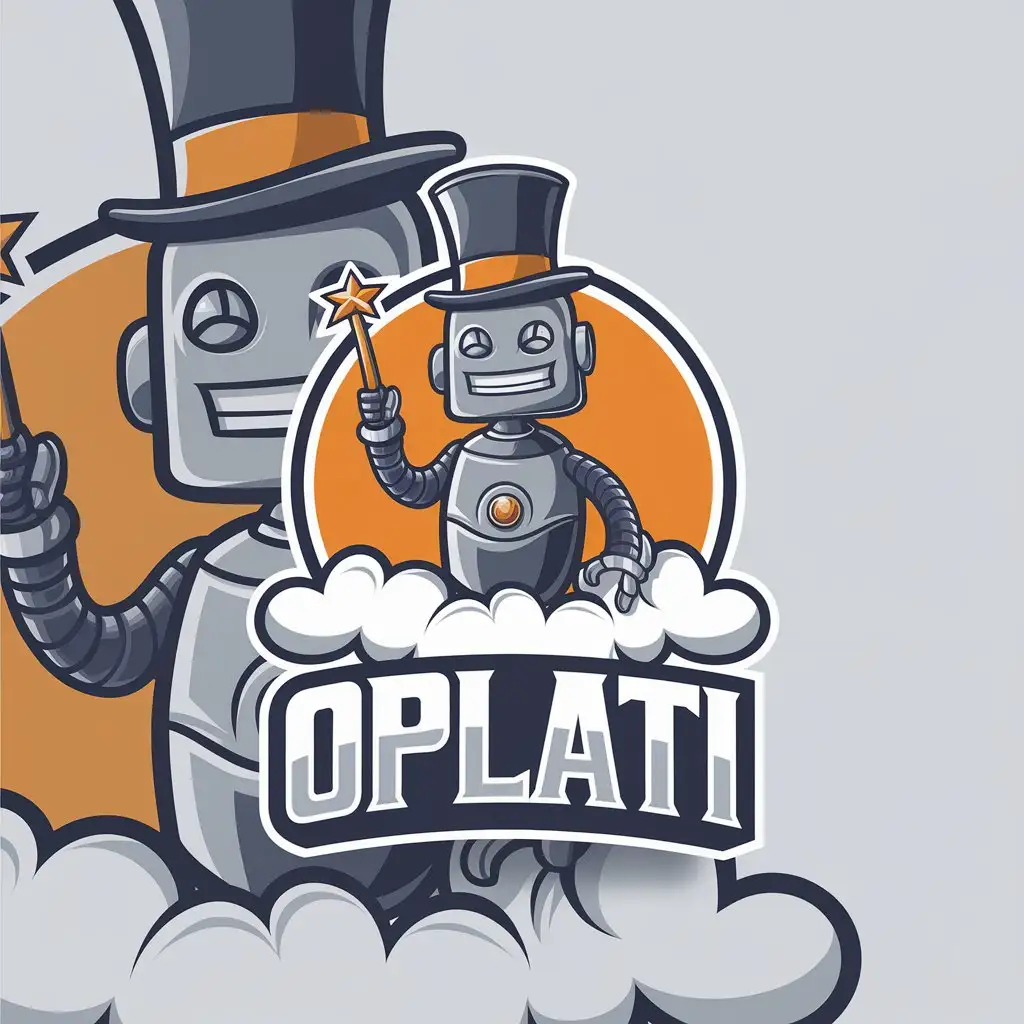 a vector logo design,with the text "oplati", main symbol:Bot that deploys applications,Moderate,clear background