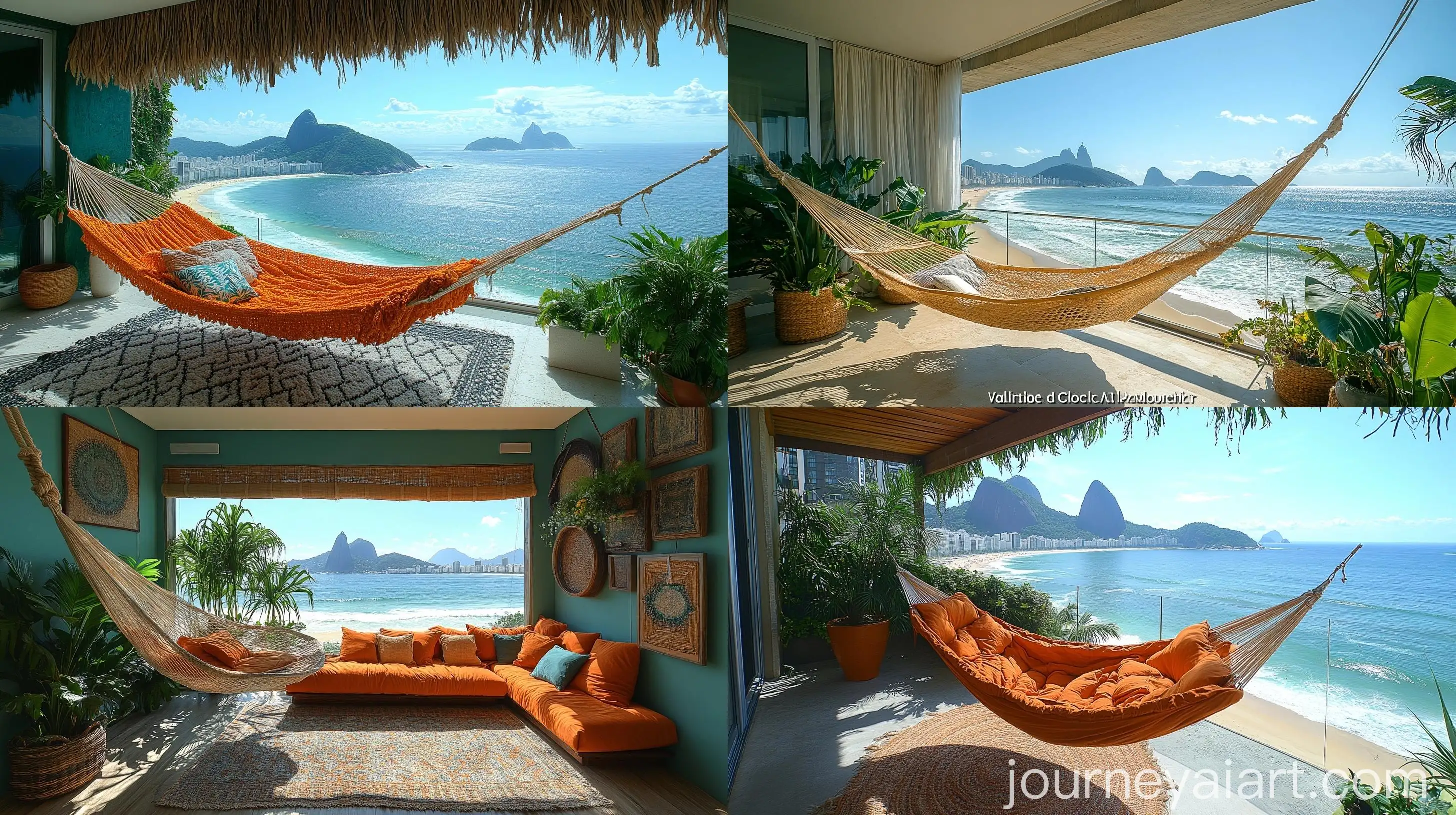 Balcony-Hammock-Overlooking-Copacabana-Beach-and-Sugarloaf-Mountain
