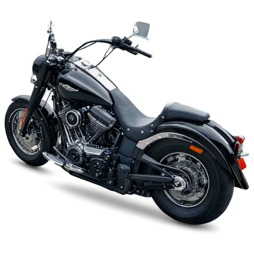 Harley-Davidson-Fat-Boy-2024-Black-Color-PNG-Image-HighQuality-Driverless-Motorcycle-Facing-Camera