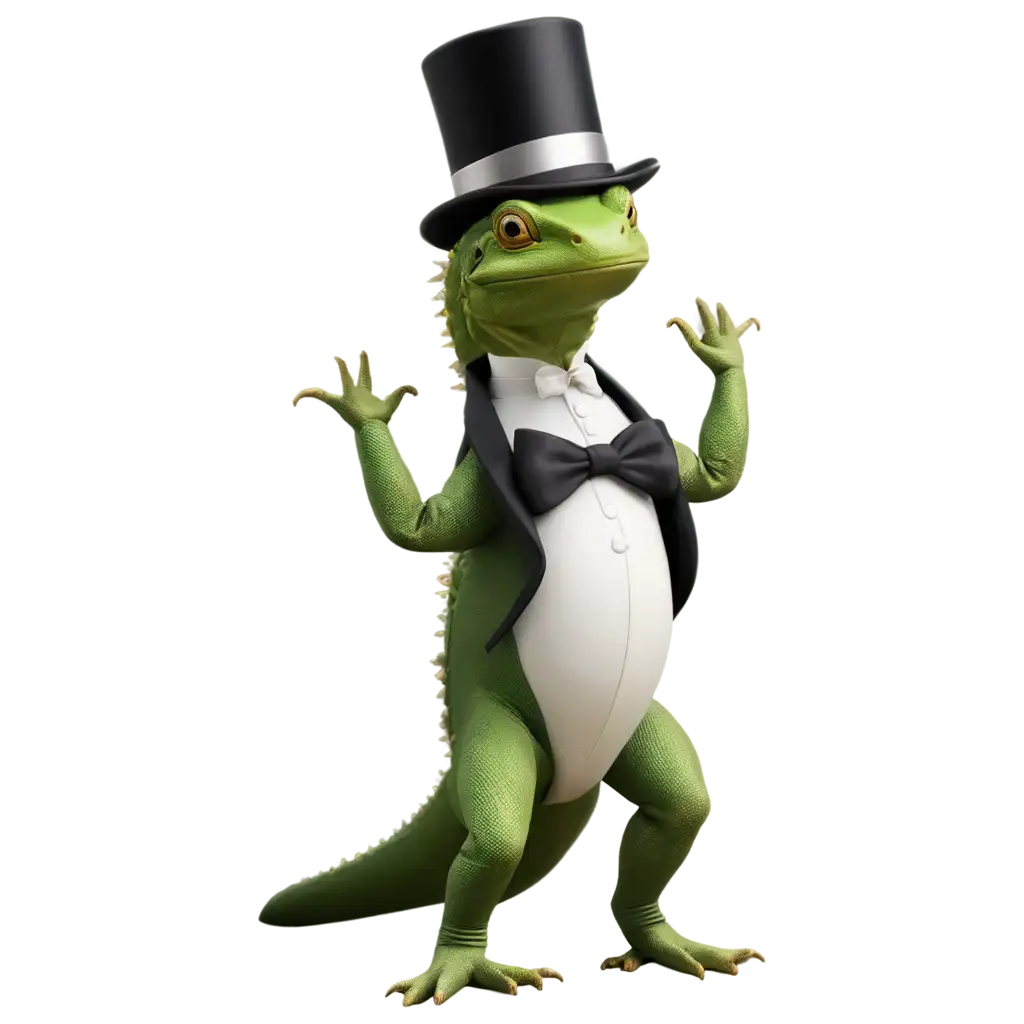 Realistic-Lizard-Wearing-Top-Hat-PNG-Image-Captivating-Illustration-for-Digital-Art-and-Storytelling