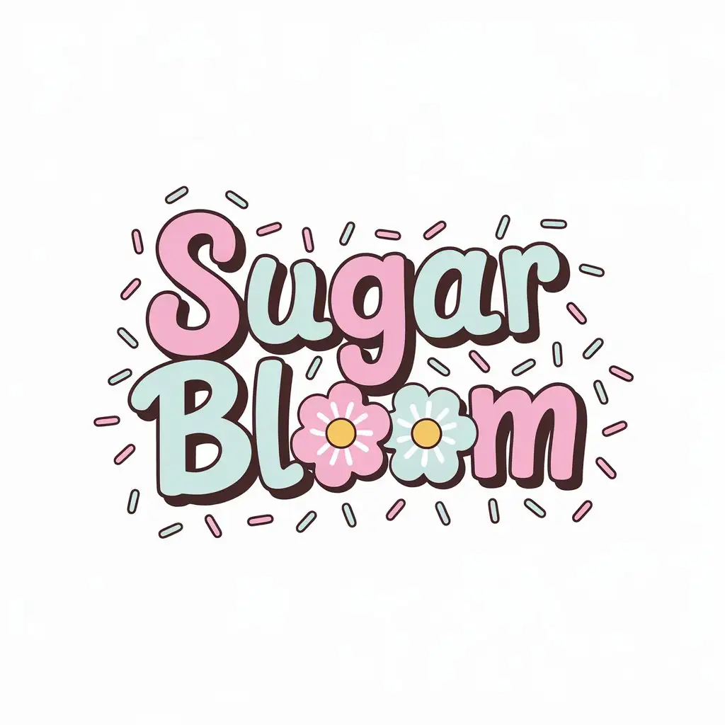 LOGO Design for SugarBloom Playful Candy Store Logo with Floral Elements and Pastel Colors