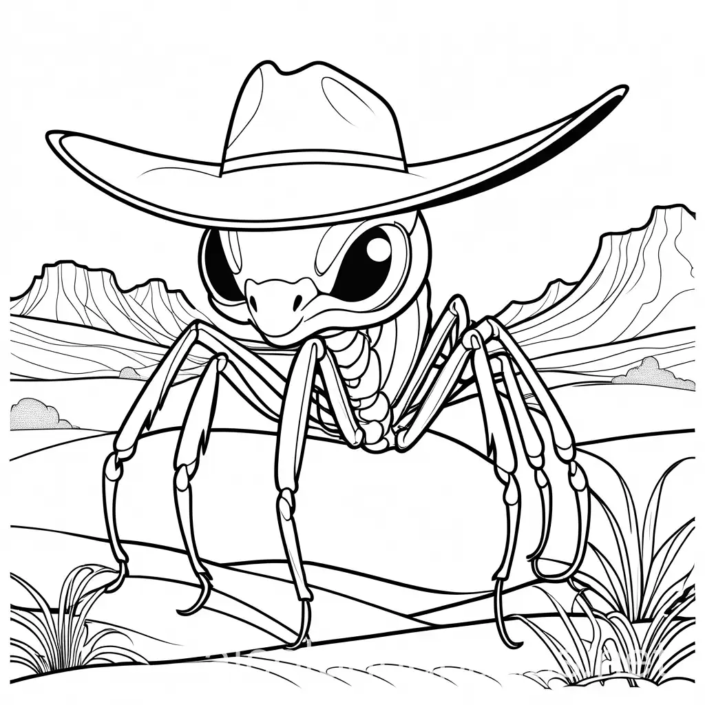 Anime-Style-Scorpion-Coloring-Page-with-Cowboy-Hat-in-Desert-Background