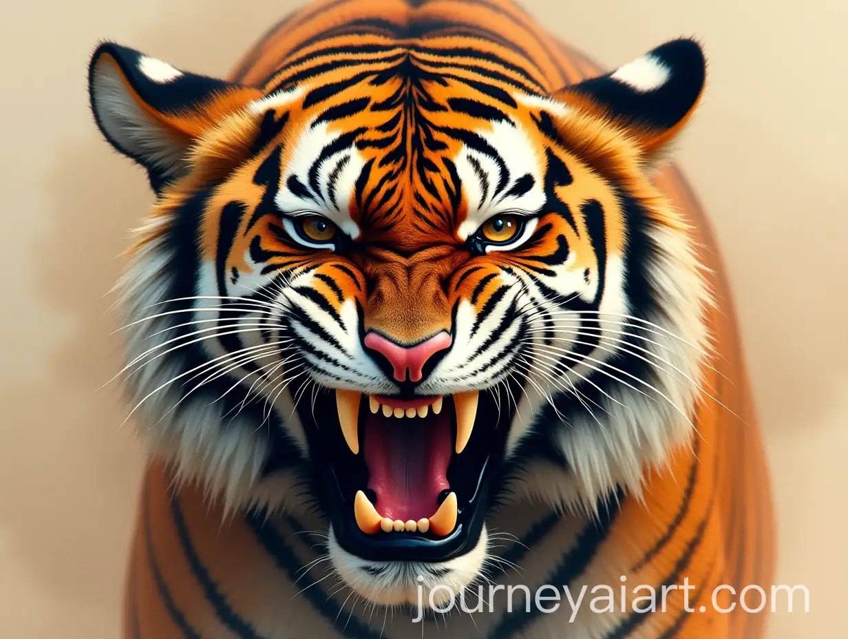 CloseUp-Angry-Tiger-Snarling-in-Dusty-Collage-Artwork