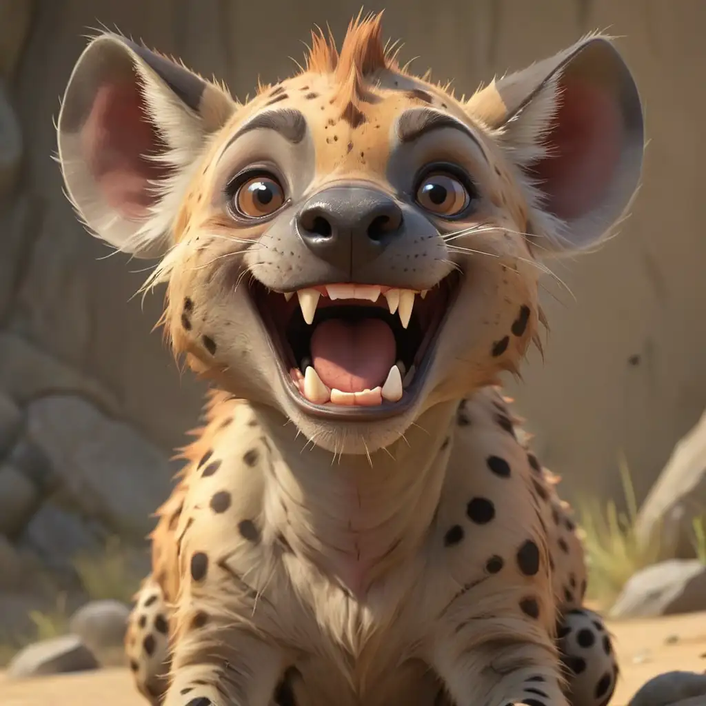 CartoonStyle Hyena Smiling Happily