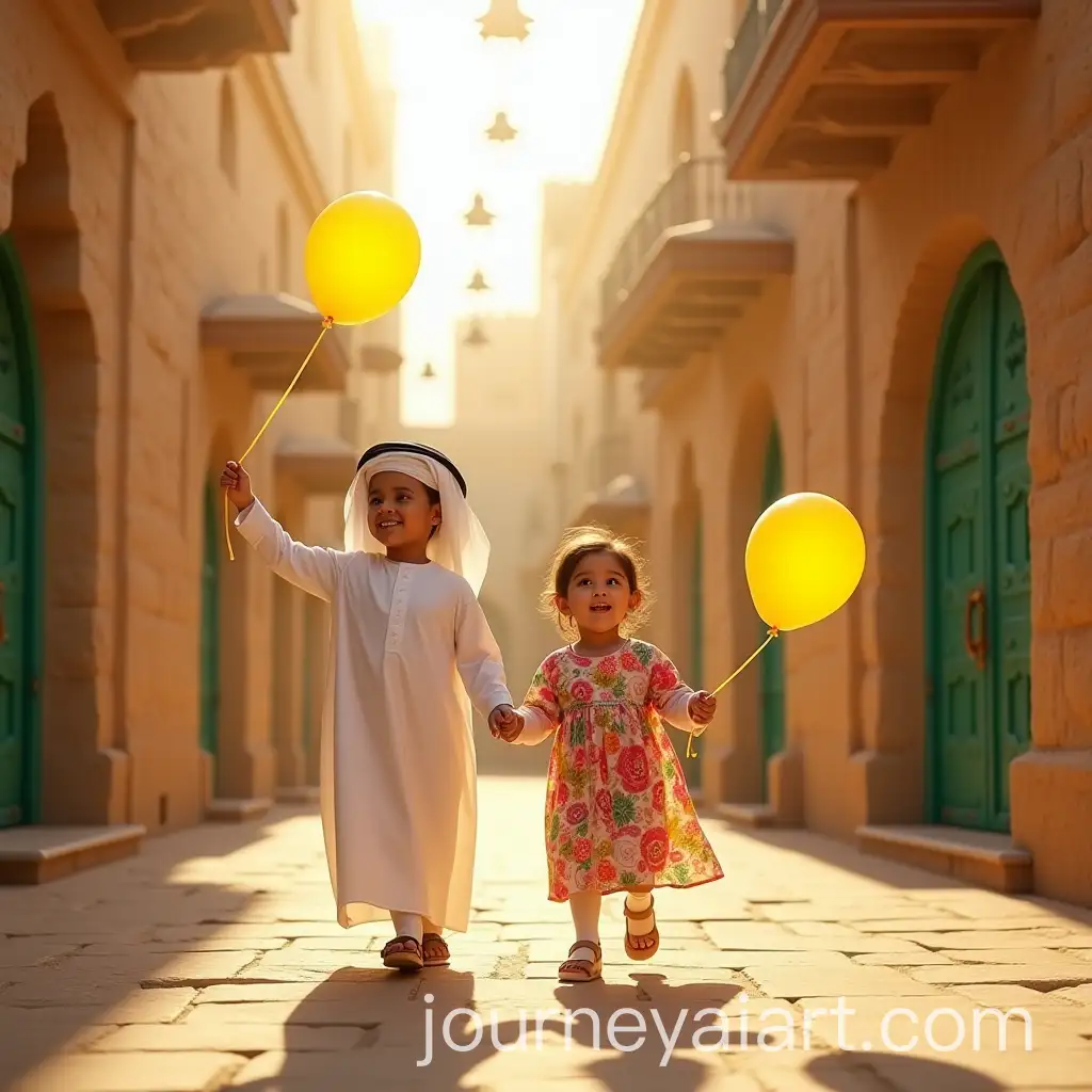 Middle-Eastern-Children-Playing-with-Balloons-in-a-Traditional-Arabic-Street