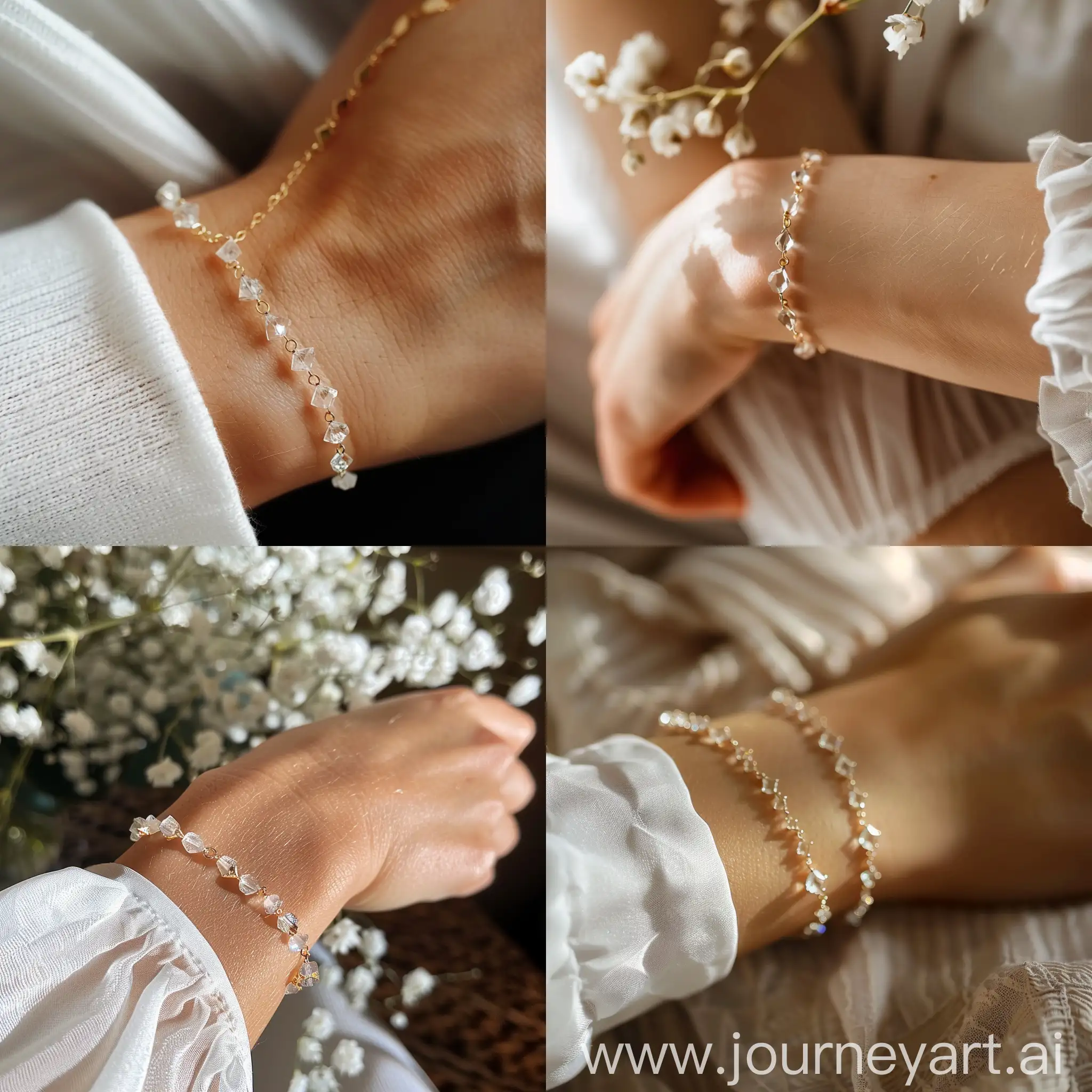 Woman-Wearing-Delicate-Rock-Crystal-Bracelet