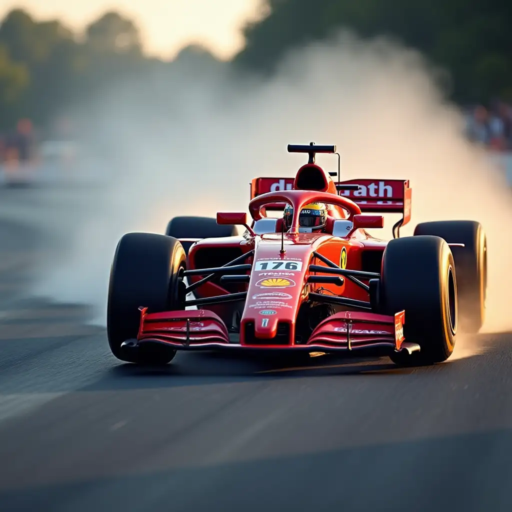 a formula 1 driver that speeds around with a red car
