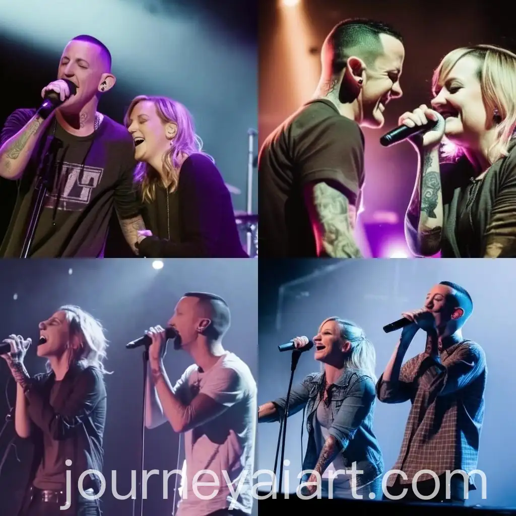 Chester-Bennington-and-Emily-Armstrong-Singing-Duet-on-Stage