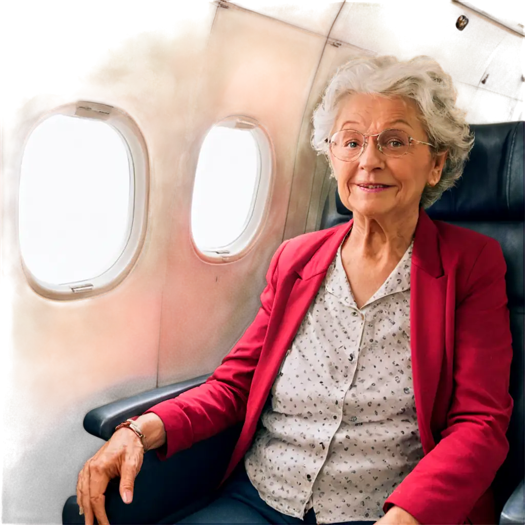 An old lady in plane