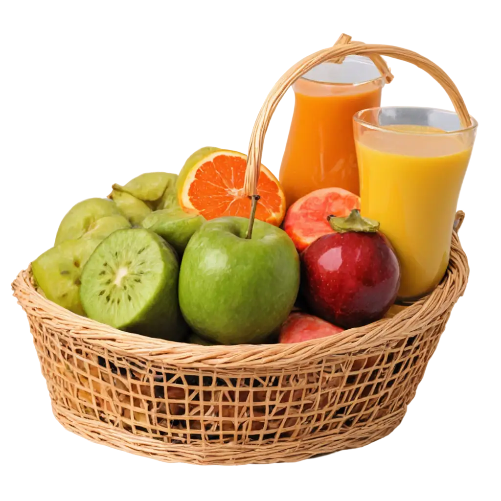 Fresh-Juices-with-Fruit-in-a-Basket-PNG-Image-for-Creative-Projects