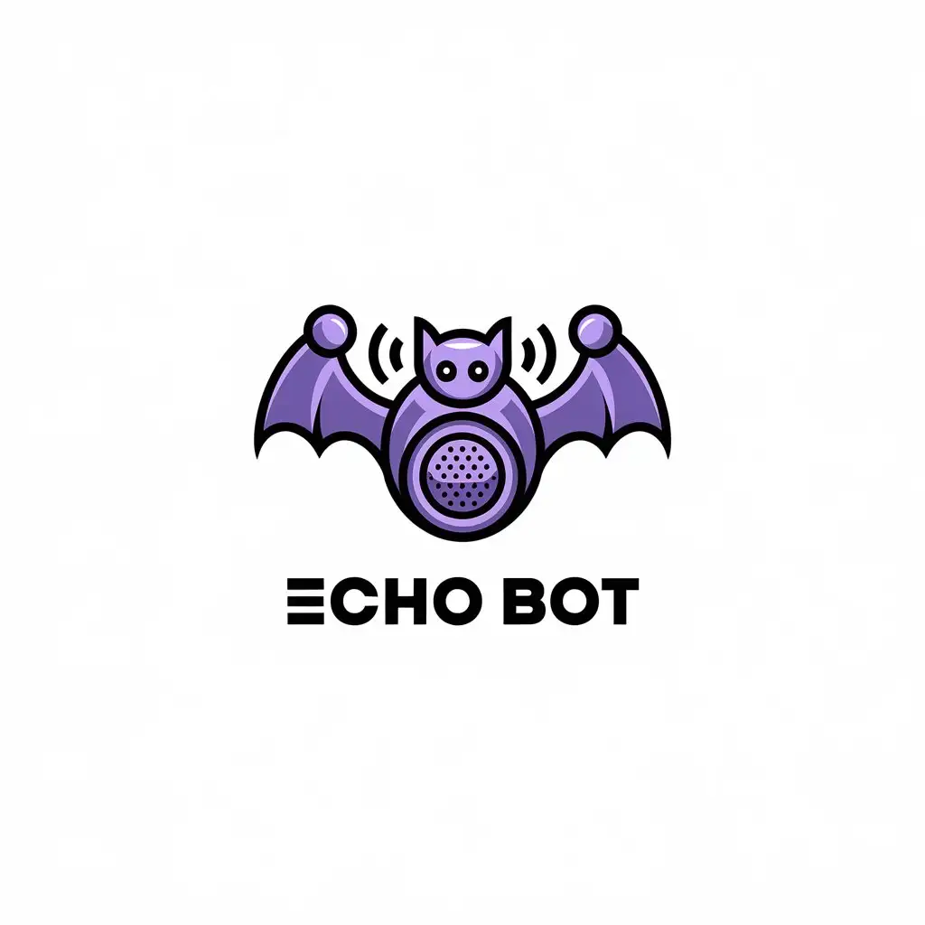 LOGO-Design-For-Echo-Bot-Mechanical-Purple-Bat-Sound-Symbol-Minimalistic-Design