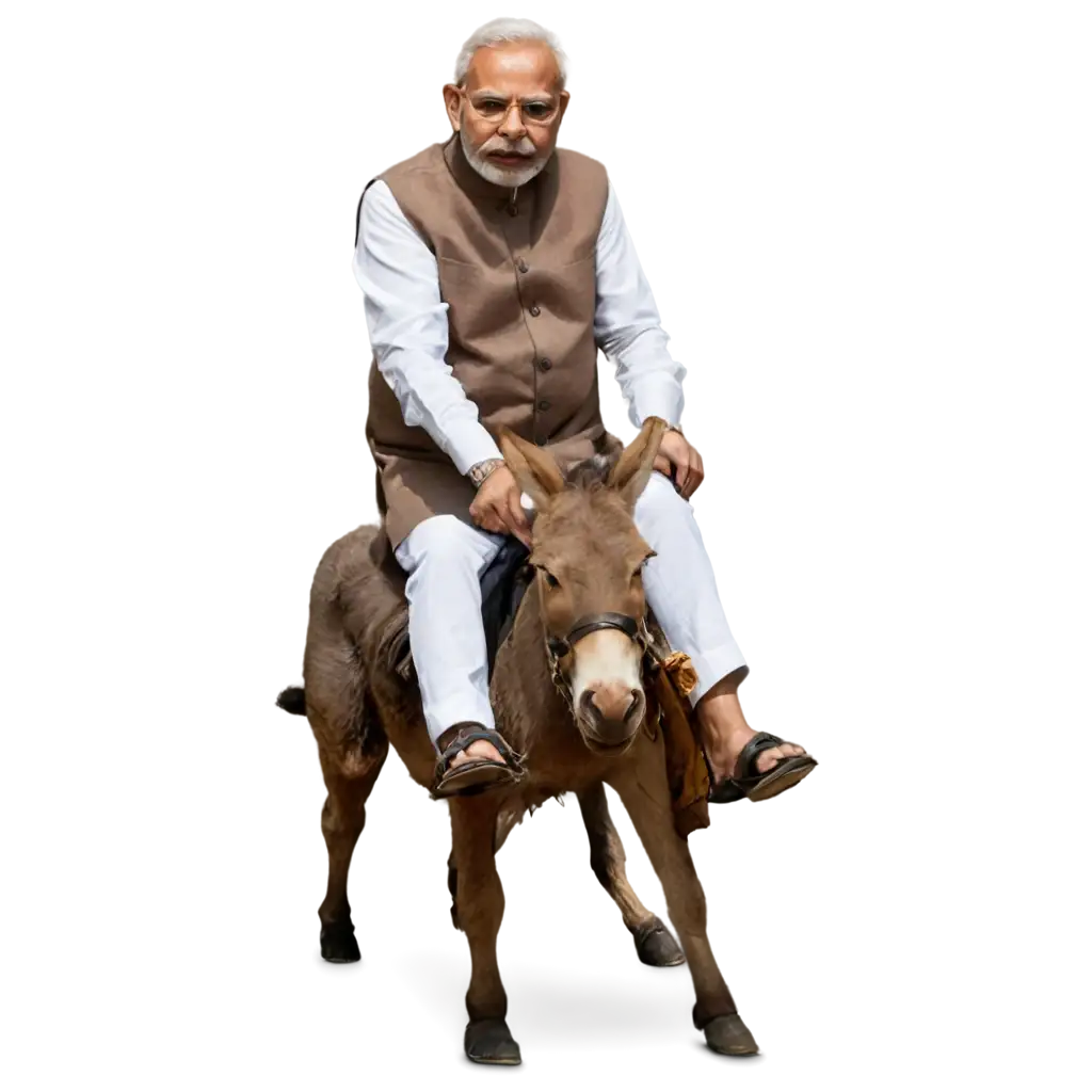 Modi-on-a-Donkey-with-Sandals-Thrown-At-PNG-Image-HighQuality-and-Versatile-for-Digital-Use