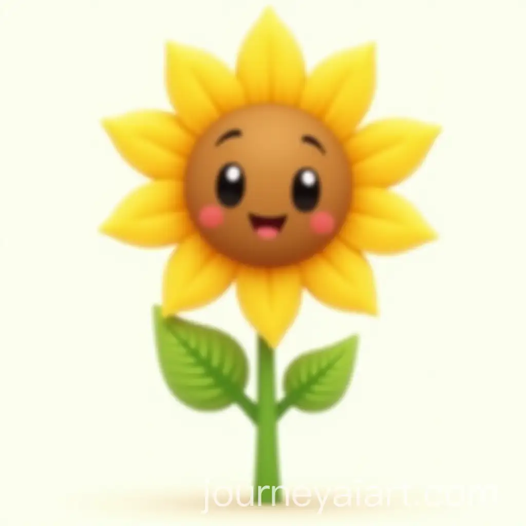 Smiling-Personified-Sunflower-with-Green-Leaves-in-2D-Cartoon-Style