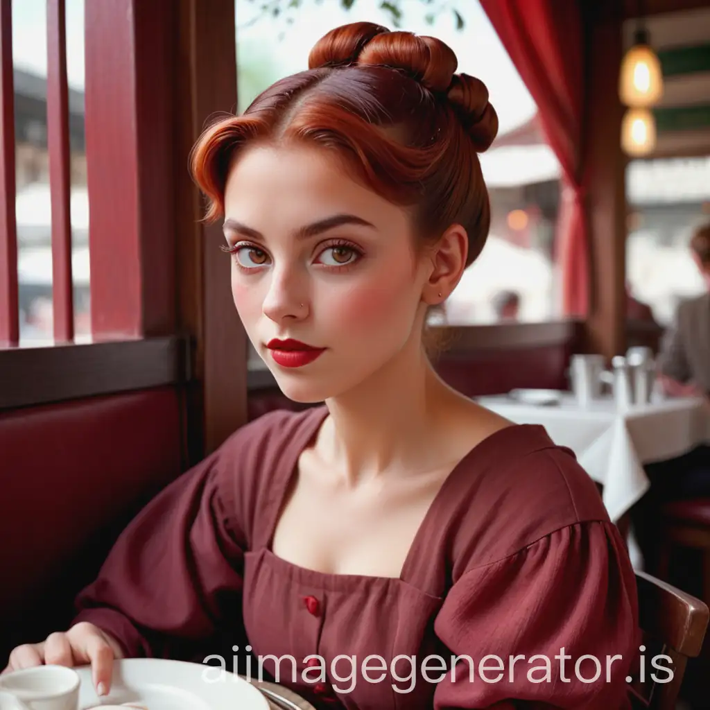 Elegant-Woman-in-1900s-Restaurant-with-Red-Hair-and-AlmondShaped-Eyes