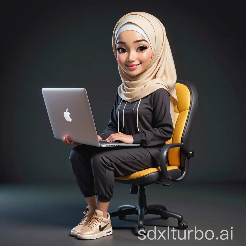 Asian-Muslim-Woman-with-MacBook-in-Modern-Professional-Attire