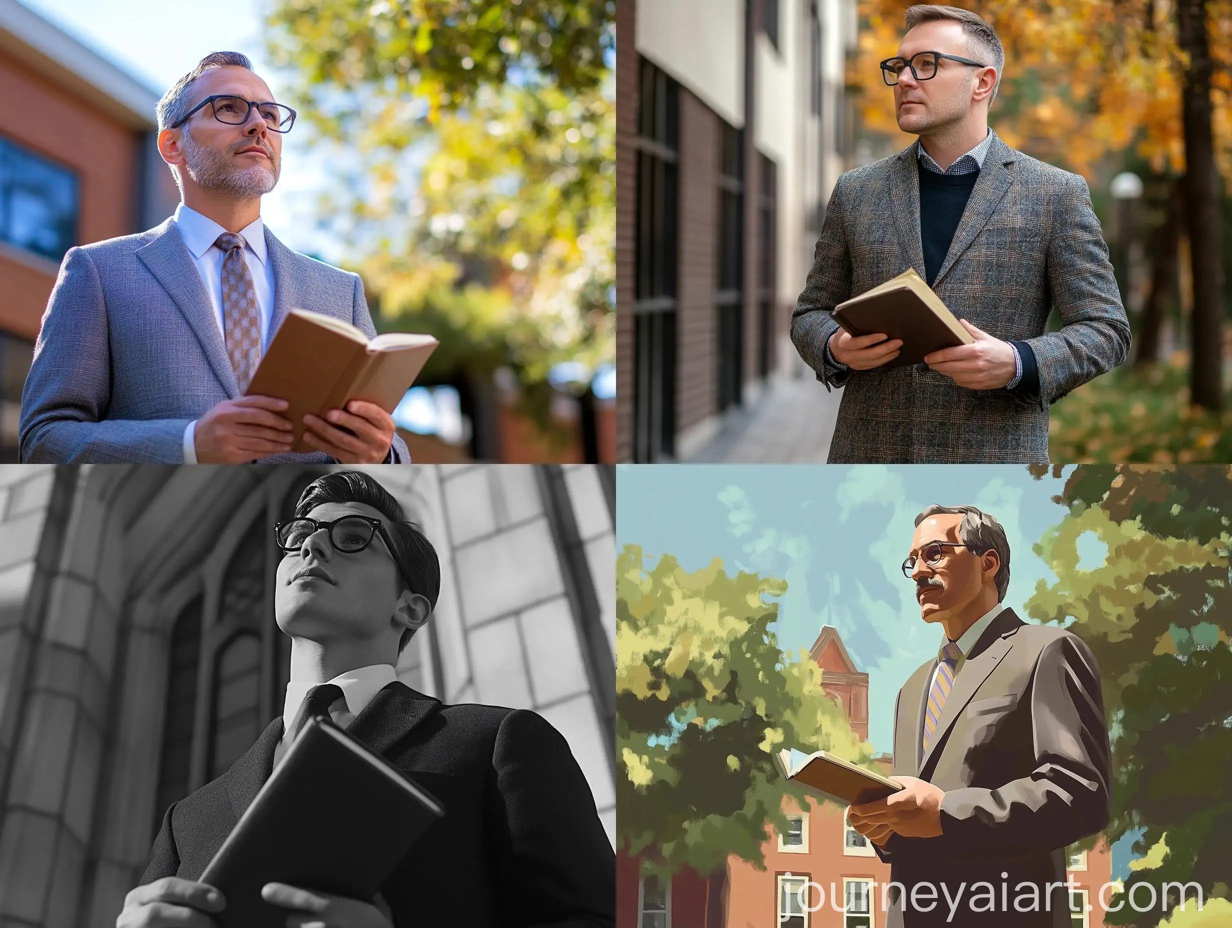 Elderly-Professor-with-Book-on-Campus