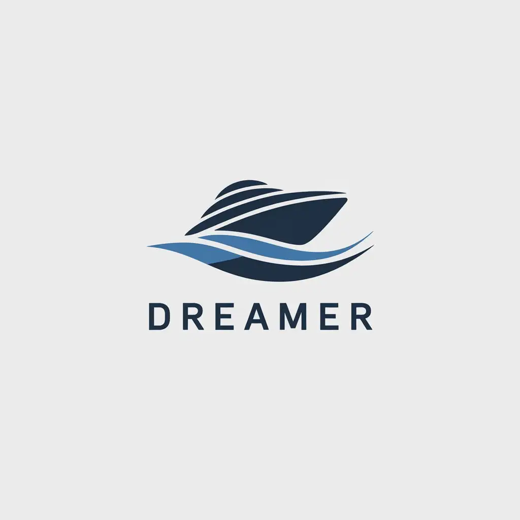 LOGO Design for Dreamer Minimalistic Yacht and Wave Theme for Travel Industry