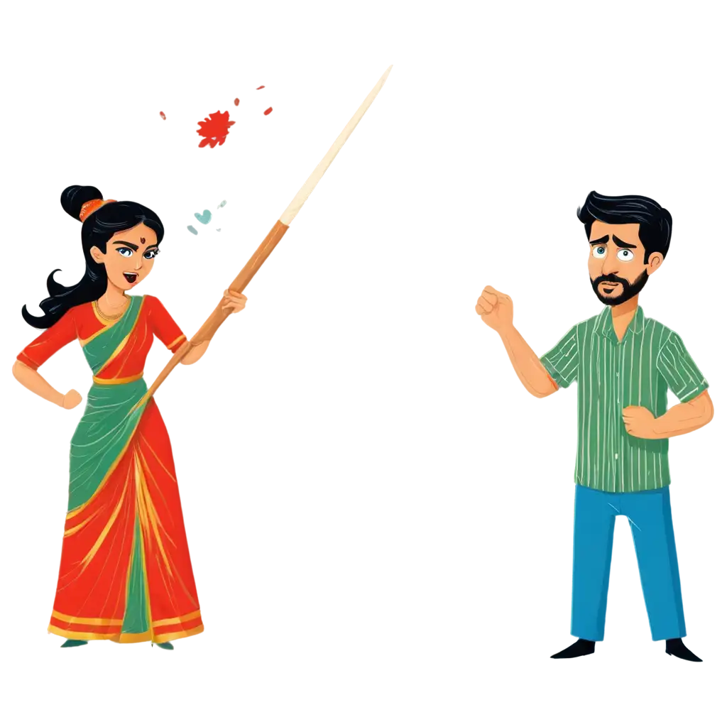 Angry-Woman-with-Rolling-Pin-PNG-Illustration-Bold-Vibrant-Indian-Comic-Style-Artwork