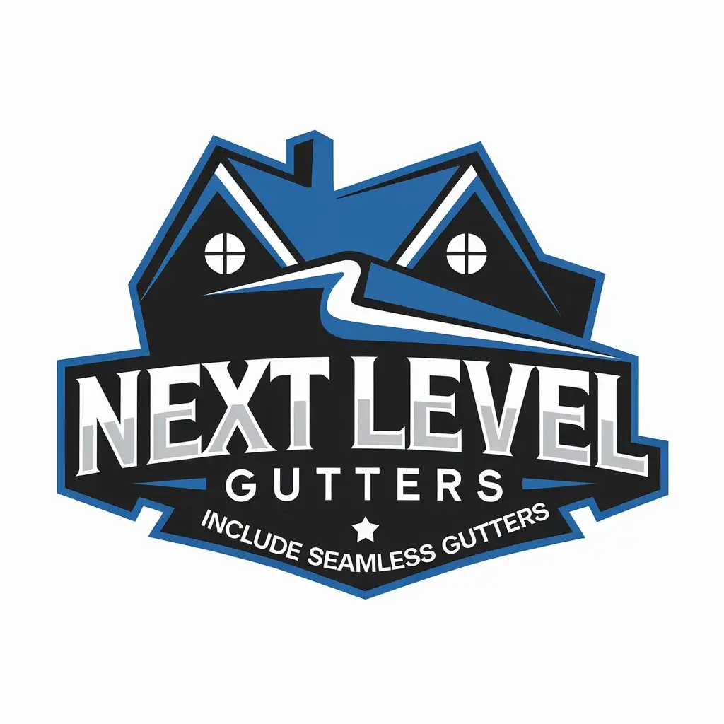 LOGO Design For Next Level Gutters Professional Seamless Gutters Installation in Bright Electric Blue