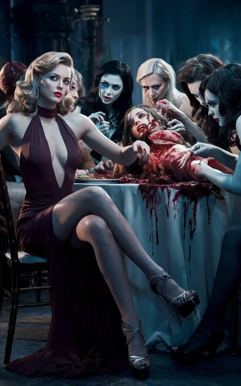 Vampire-Ladies-Enjoying-a-Grisly-Feast-at-a-High-Bar