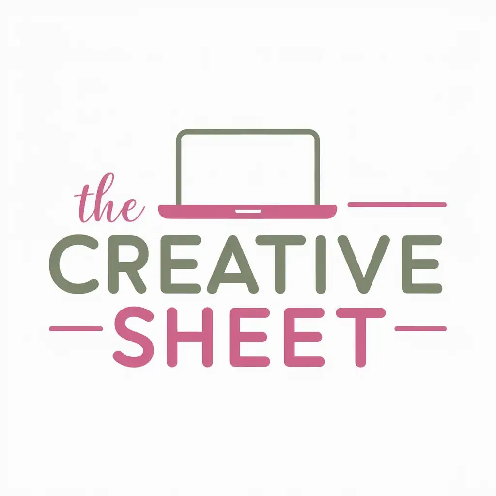 LOGO Design For The Creative Sheet Modern Laptop Theme in Pink Sage Green and Orange on White Background