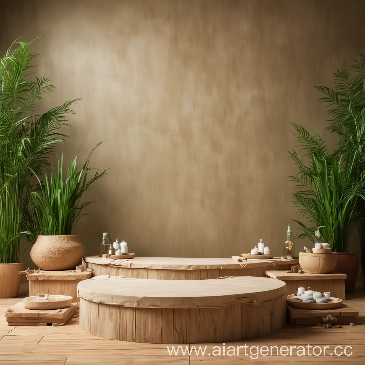 Serene-Nature-Spa-Background-with-Merchandise-Podium